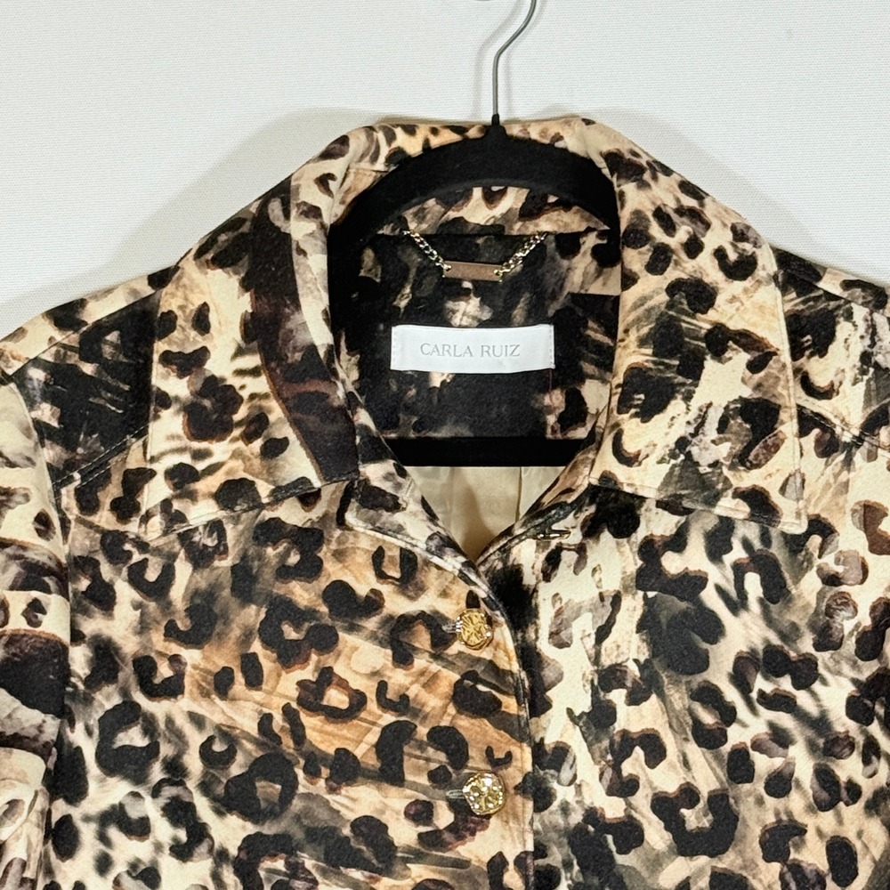 Carla Ruiz Women 38 Medium Leopard Cropped Jacket Blazer Luxury Avant Garde Chic - Picture 3 of 11